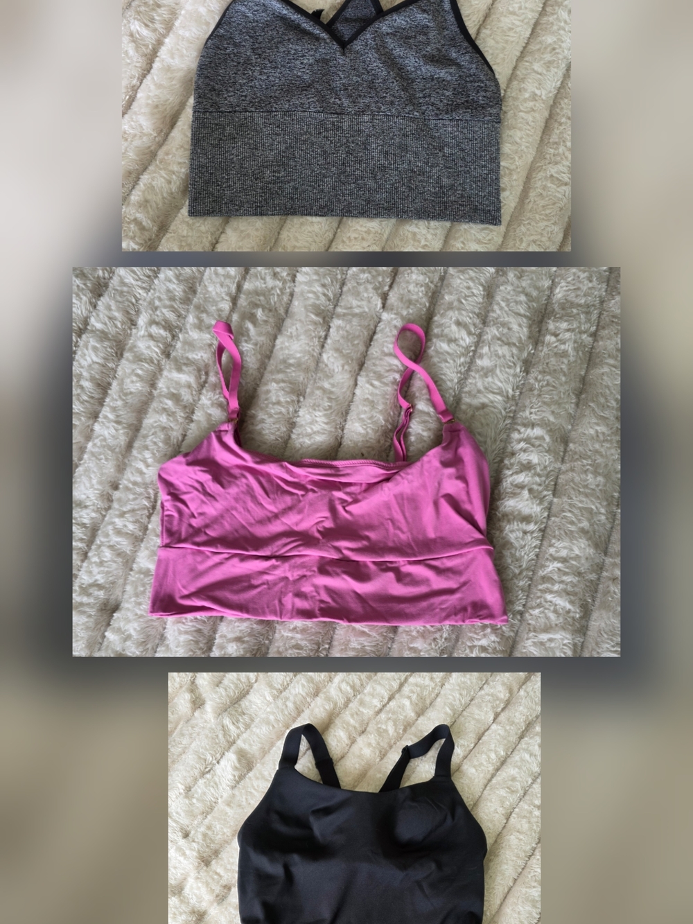 Victoria's Secret 3-bundle Sports Bras — Gray Heather, Pink, Black